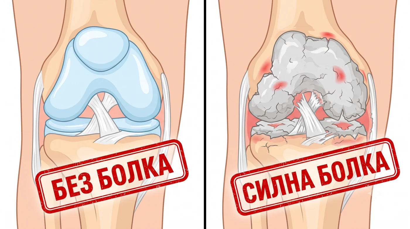 Без болка срещу силна болка в коляното