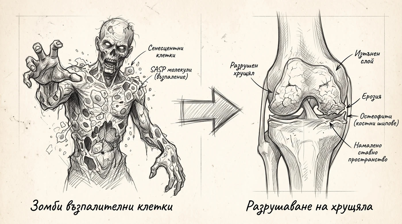 Зомби възпалителни клетки и разрушаване на хрущяла в коляното